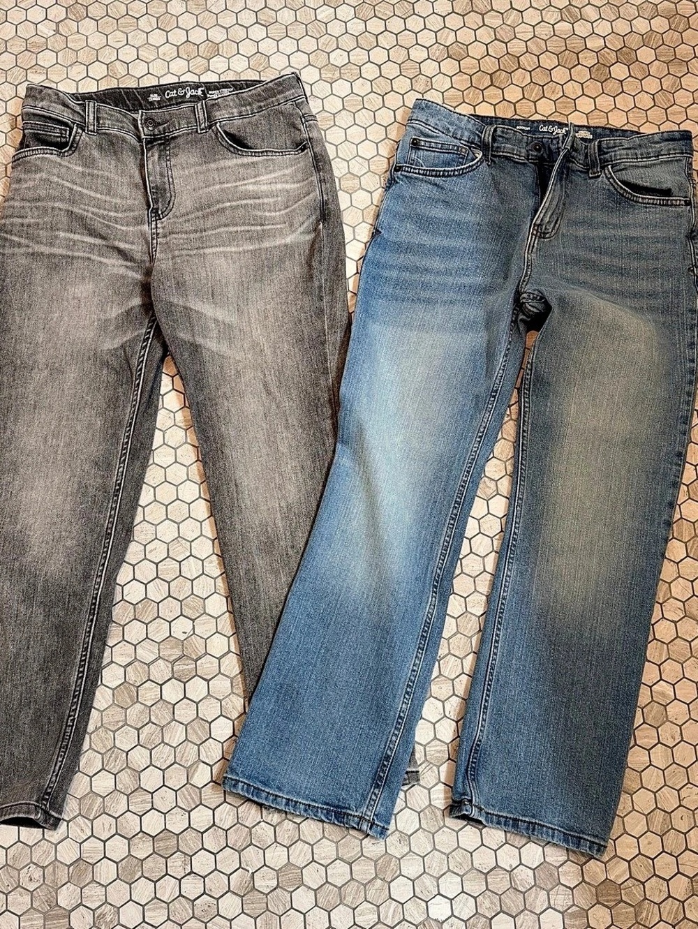 Cat & Jack Stretch Bootcut Fit Jeans Boys Size 14 Bootcut Jeans Blue & Gray